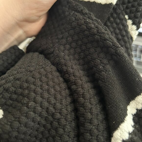 Chico's Women's Black and White Striped Waffle Knit Crewneck Sweater M - Picture 6 of 13